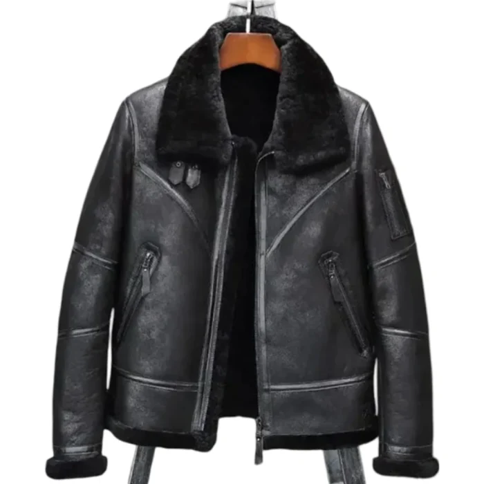 Aviator Winter Coat Fur Bomber Leather Jacket